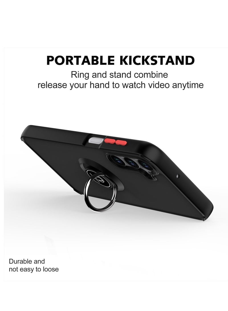 BORTONY Samsung Galaxy S24 FE Case Cover Metal Ring Holder Grip Kickstand Car Magnetic Mount With Shockproof Matte Hard Back Bumper Case for Samsung Galaxy S24 FE - Image 4