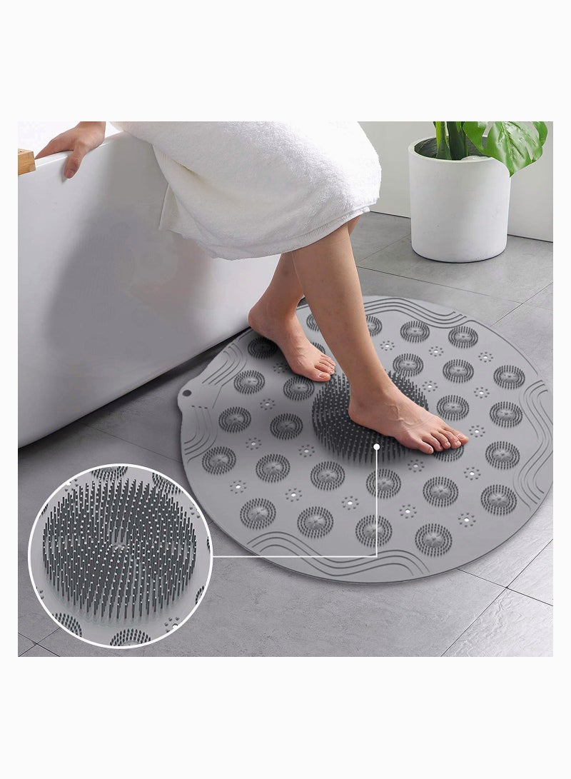 Bathroom Shower Mat, Non Slip Silicone Foot Massage Bath Mat with Suction Cups, Anti Slip Safety Foot Scrubber Pad, Bath Tub Shower Mat Non Slip and Latex Free, Bathtub Mat with Suction Cups - Image 3