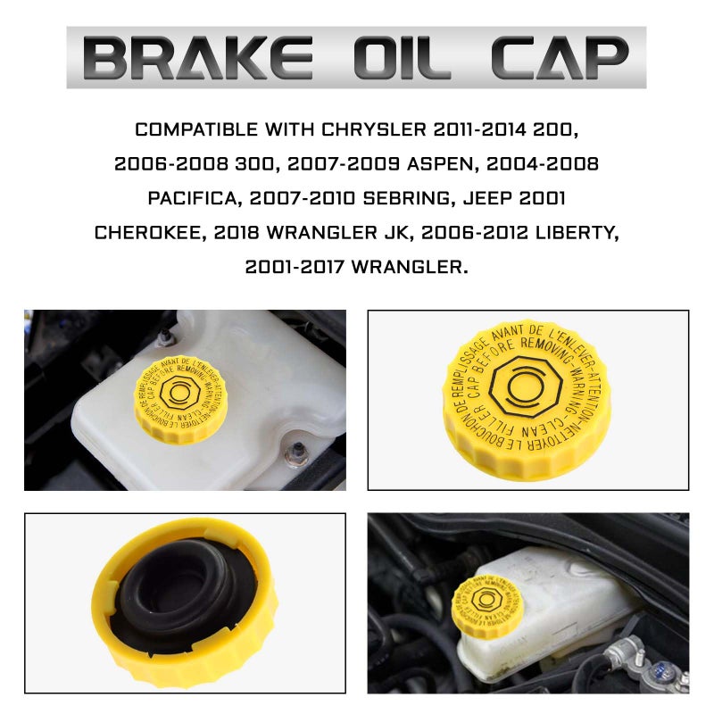 QQWD Brake Fluid Cap Replacement OEM #4683656AB 5014518AA Brake Master Cylinder Cap Compatible with 2001-2017 Jeep Wrangler 2009-2020 Dodge Journey 2014-2020 Cherokee 2017-2020 Brake Fluid Reservoir Caps - Image 5