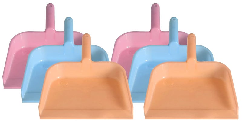 Kuber Industries Plastic Lightweight 10 Dustpan with Comfort Grip Handle for Easy Sweep Broom Pack of 6 Pink Blue Light Pink - Image 1