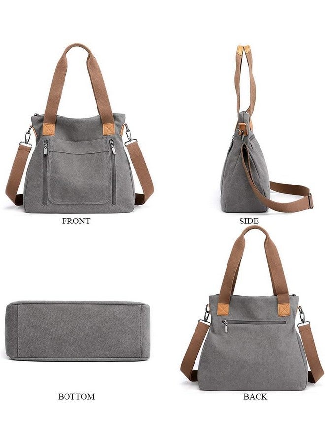 INOVERA (LABEL) Handbags for Women - Crossbody Shoulder Sling Bag with Adjustable Strap - Ladies Cotton Canvas Hobo Bags for Travel, Shopping (Grey) - Image 5