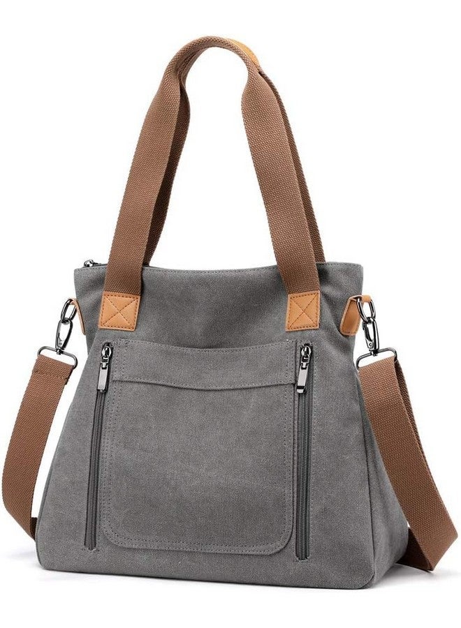 INOVERA (LABEL) Handbags for Women - Crossbody Shoulder Sling Bag with Adjustable Strap - Ladies Cotton Canvas Hobo Bags for Travel, Shopping (Grey) - Image 1