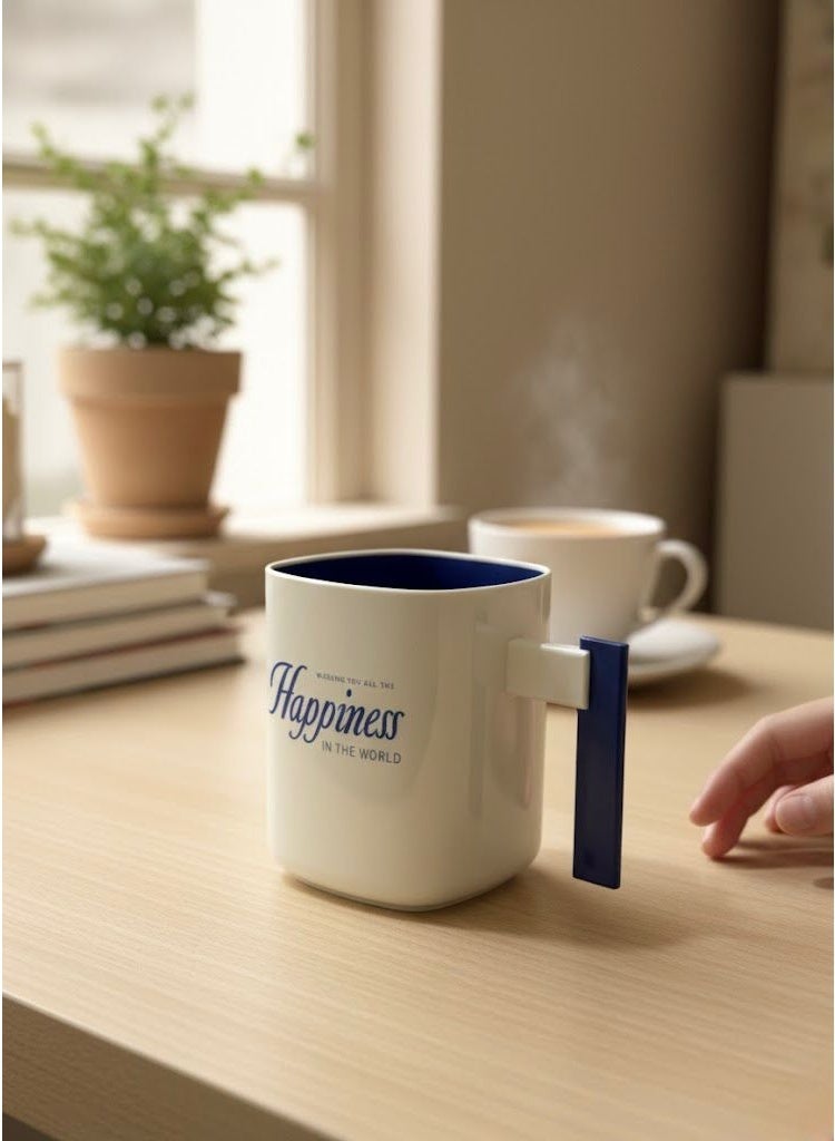 هابينيس كوب قهوة ذكي مانع للانسكاب بمقبض متوازن | كوب بلاستيك عالي الجودة خالٍ من BPA للمشروبات الساخنة والباردة | آمن للأطفال، للاستخدام المنزلي والمكتبي بتصميم فريد وعصري - Image 1