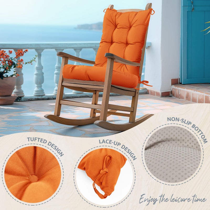 mudilun Rocking Chair Cushion Non-Slip Tufted Indoor/Outdoor Rocking Chair Cushions 80% Water Proof with Straps for Living Room Baby Room Garden High Back Rocking Chair Pads - Image 2