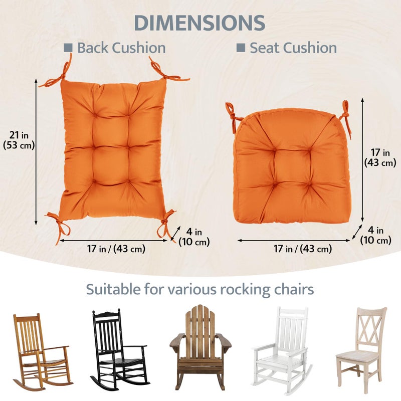 mudilun Rocking Chair Cushion Non-Slip Tufted Indoor/Outdoor Rocking Chair Cushions 80% Water Proof with Straps for Living Room Baby Room Garden High Back Rocking Chair Pads - Image 4
