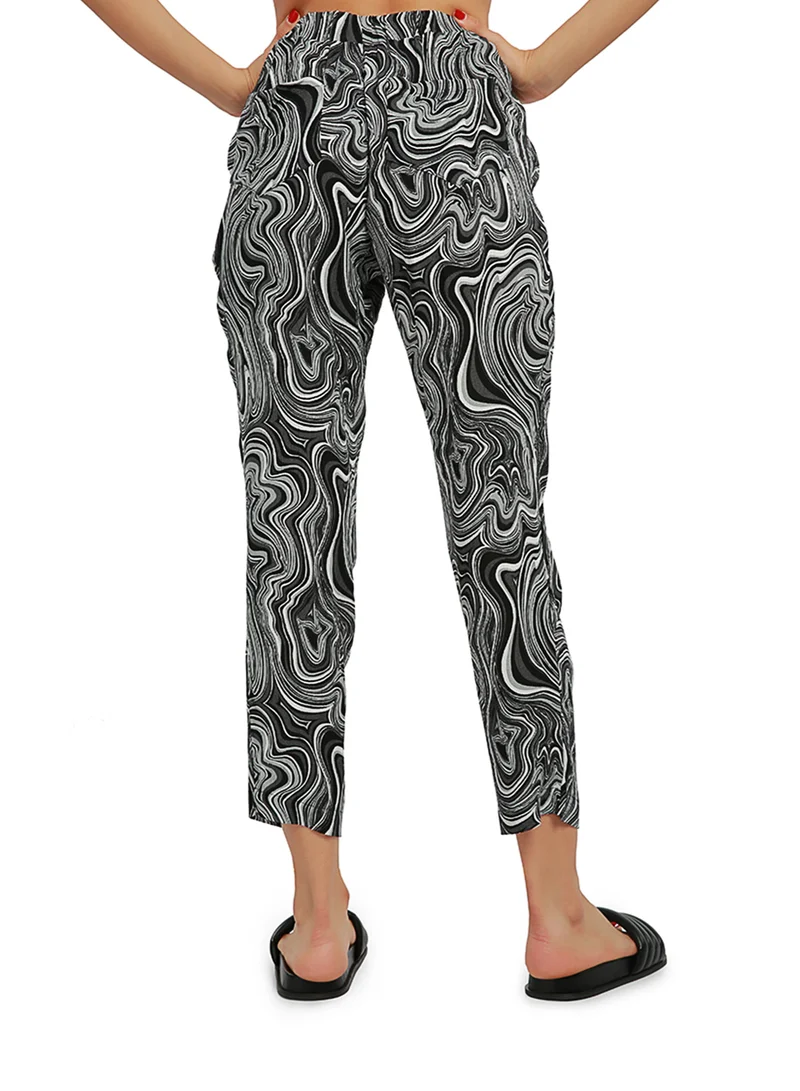 London Rag Black Abstract Print High Waist Trousers