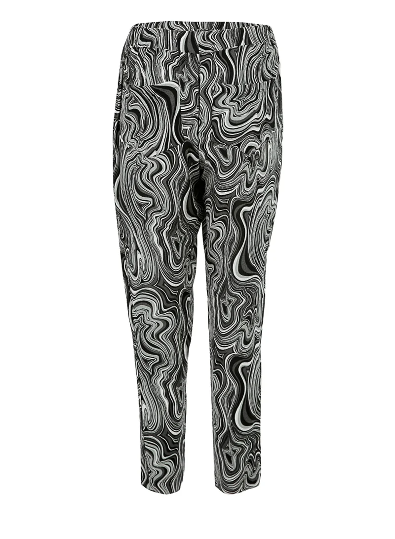 London Rag Black Abstract Print High Waist Trousers