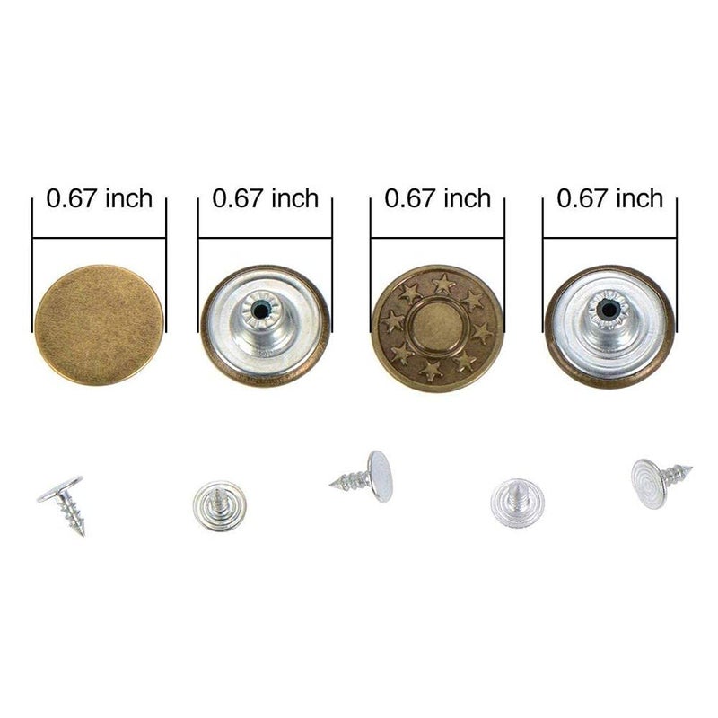 Diy Crafts CT-DIY-HI-47324 40 Sets Jeans Buttons Metal Button Snap Buttons Kit With Rivets and Plastic Storage Box, # 2, Bronze (Gold) - Image 3