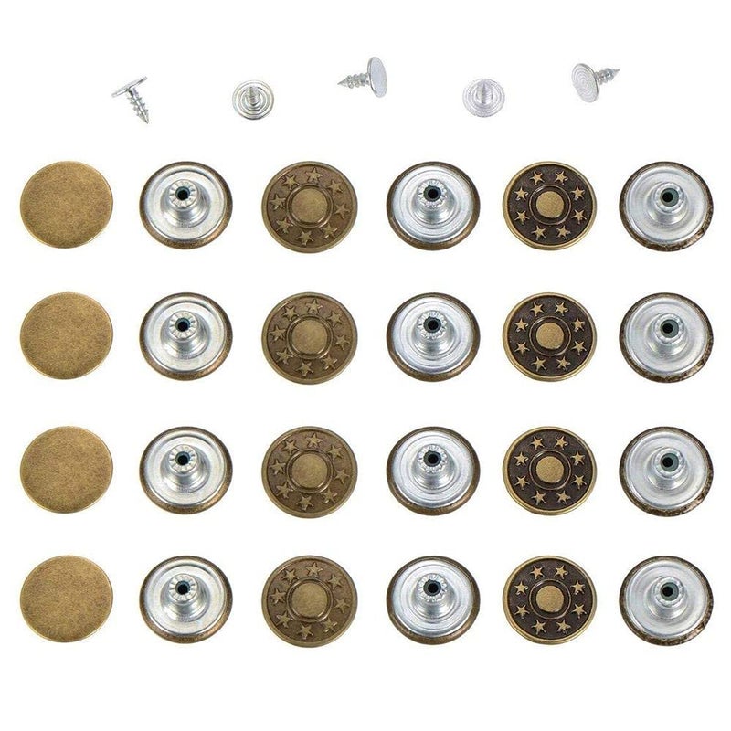 Diy Crafts CT-DIY-HI-47324 40 Sets Jeans Buttons Metal Button Snap Buttons Kit With Rivets and Plastic Storage Box, # 2, Bronze (Gold) - Image 5