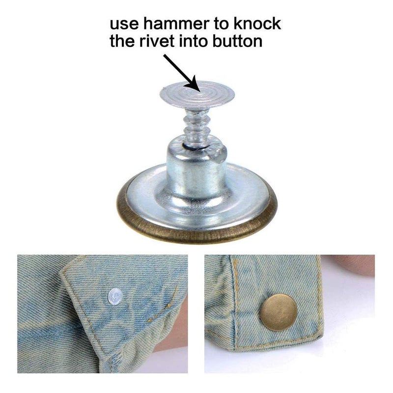 Diy Crafts CT-DIY-HI-47324 40 Sets Jeans Buttons Metal Button Snap Buttons Kit With Rivets and Plastic Storage Box, # 2, Bronze (Gold) - Image 4