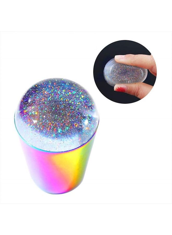 lasenersm 1 Piece Nail Art Stamper Nail Stamper Nail Stamping Kit Silicone Nail Art Stamper Stamping Palette Image Transfer Tool DIY Polish Print Template Manicure Tools(Multicolor) - Image 4