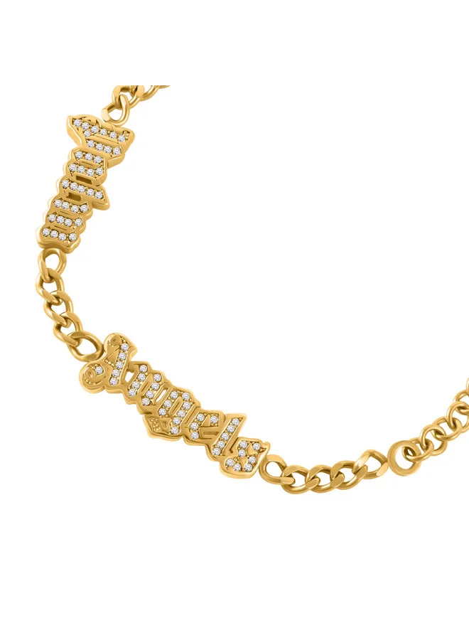 بالم انجلز Grafia Yellow Gold Plated Stainless Steel Chain Bracelet for Women