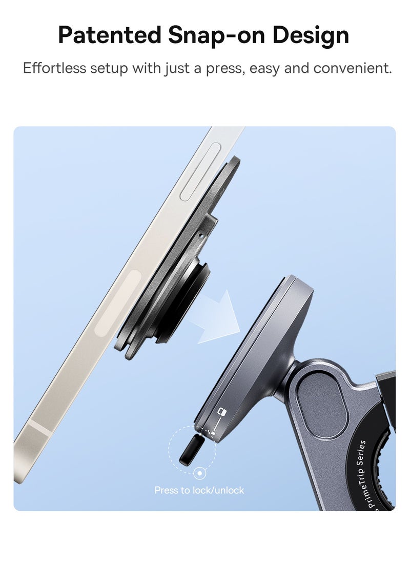 Baseus - 2-in-1 Bike Phone Mount with Snap-On Design, Stable & Secure, Dual-Use Bike Mount & Ring Stand, Universal Handlebar Phone Holder for E-Bikes, E-Scooters, and Motorcycles, Compatible with Cell Phones & GPS Devices, Fits 20mm-35mm Handlebars, Stick-On Design, Durable Zinc Alloy Construction, Versatile and Reliable for All Riding Conditions - Image 1
