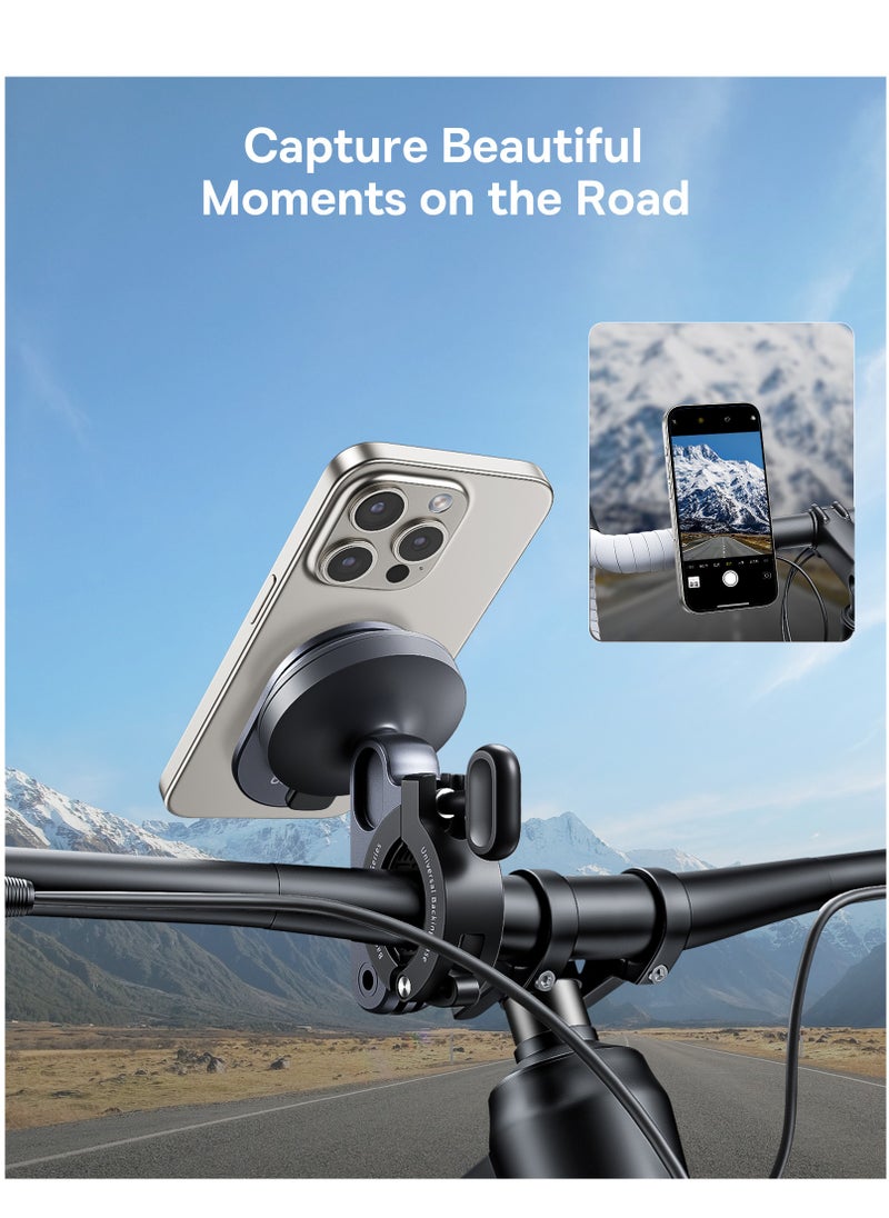 Baseus - 2-in-1 Bike Phone Mount with Snap-On Design, Stable & Secure, Dual-Use Bike Mount & Ring Stand, Universal Handlebar Phone Holder for E-Bikes, E-Scooters, and Motorcycles, Compatible with Cell Phones & GPS Devices, Fits 20mm-35mm Handlebars, Stick-On Design, Durable Zinc Alloy Construction, Versatile and Reliable for All Riding Conditions - Image 1