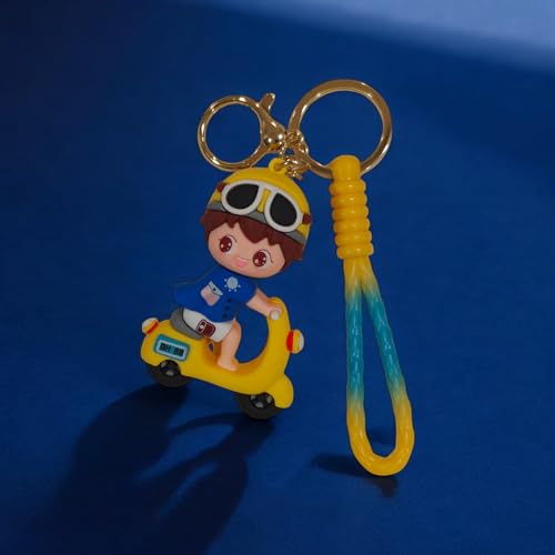 AEROSTARK Cartoon Characters Keychain for Girls Boys, Cute Silicon Keychains Accessories Keyring Key Purse Backpack Car Charms for Kids Gifts (Scooty Boy Blue) - Image 3
