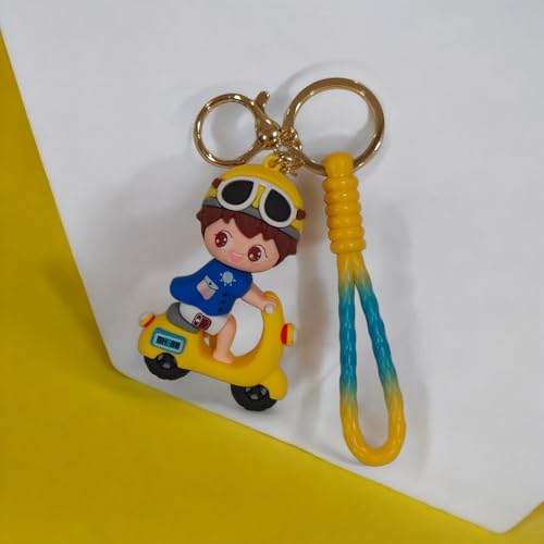 AEROSTARK Cartoon Characters Keychain for Girls Boys, Cute Silicon Keychains Accessories Keyring Key Purse Backpack Car Charms for Kids Gifts (Scooty Boy Blue) - Image 2