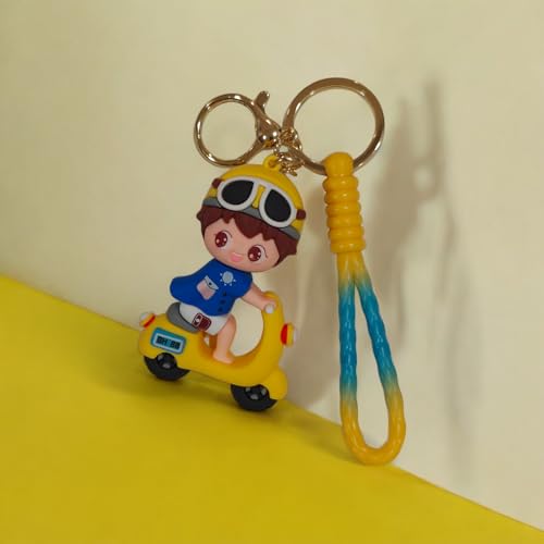 AEROSTARK Cartoon Characters Keychain for Girls Boys, Cute Silicon Keychains Accessories Keyring Key Purse Backpack Car Charms for Kids Gifts (Scooty Boy Blue) - Image 5