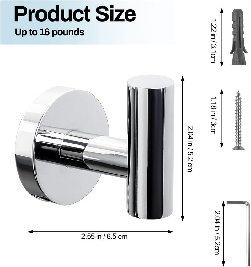 Kruodop Towel Hooks for Bathroom,4 Packs Wall Mount Towel Holder,Black Matte Wall Robe Hook,Stainless Steel Heavy Duty Door Hanger Towel Hook for Kitchen, Bedroom,Hotel,Pool,Coats - Image 2