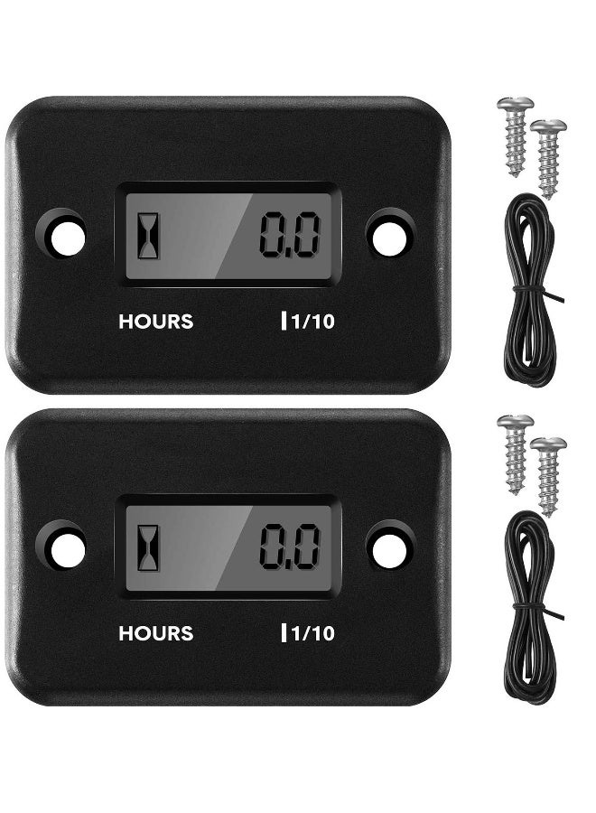 Small Engine Hour Meters, 2 Pack Tachometers with Auto Shutdown Feature - Ideal for Gas Engine Lawn Mower, Dirt Bike, Motorcycle, Snowmobile, ATV, and Marine Boat - Image 1
