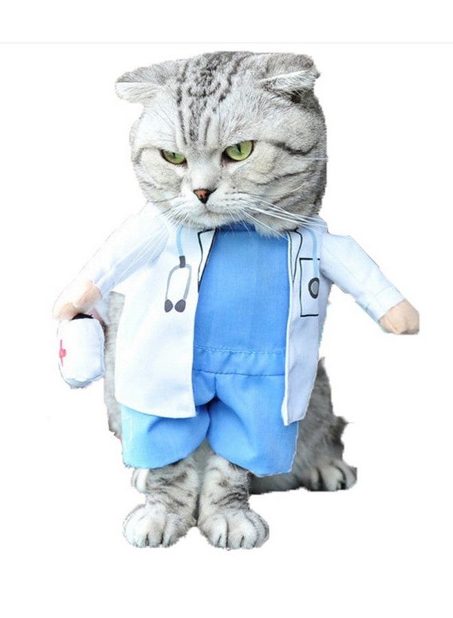 Mikayoo Dog Doctor Costume (L, White/Blue, Polyester) - Halloween Special, Unisex, Lightweight, Hand Wash Only, Turtle Neck, Zipper - Image 1