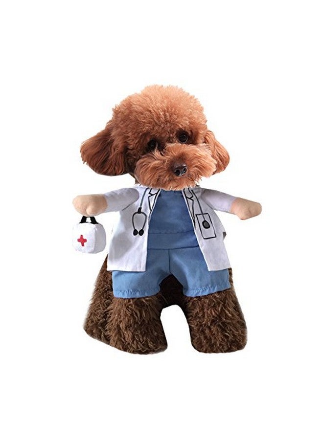 Mikayoo Dog Doctor Costume (L, White/Blue, Polyester) - Halloween Special, Unisex, Lightweight, Hand Wash Only, Turtle Neck, Zipper - Image 2