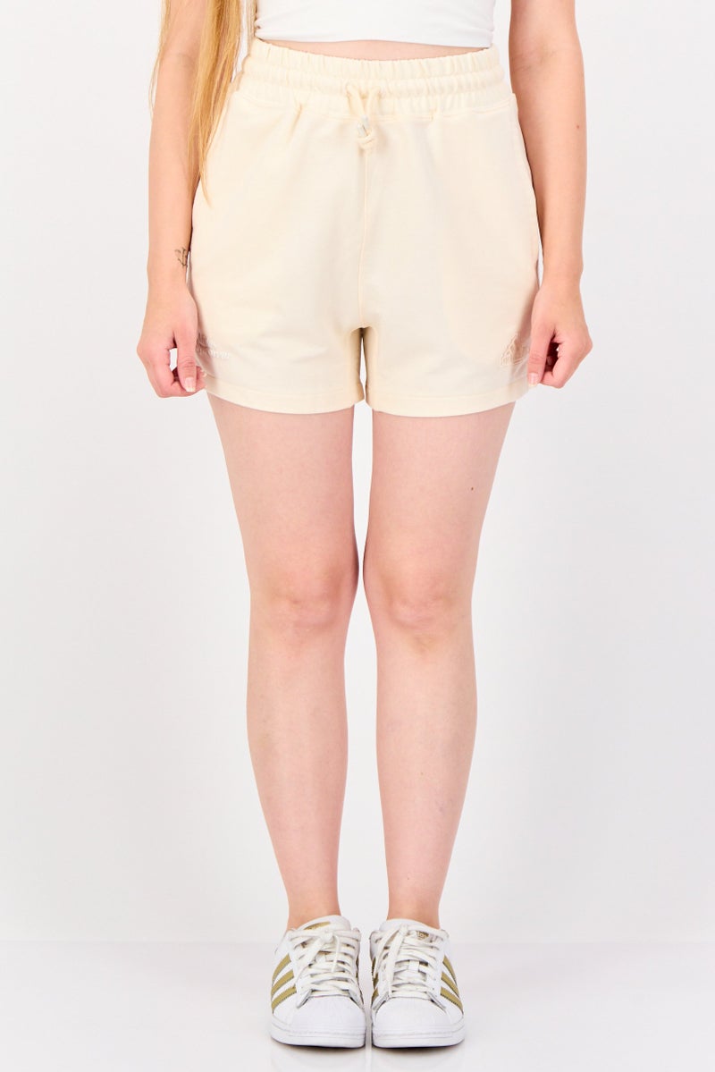 Adidas Women Sportswear Fit Drawstring Outdoor Shorts, Cream - Image 1