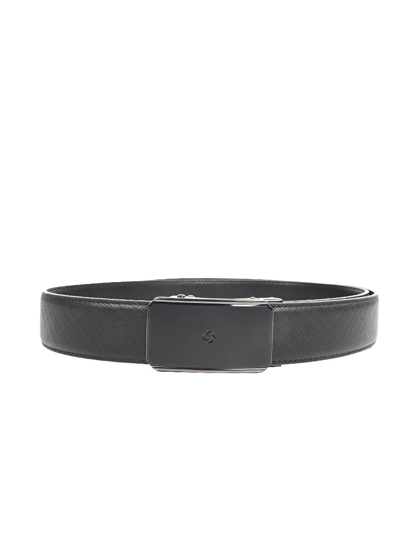 Samsonite Aamir II BIZ Auto Plate 01 Leather Belt, Black|Stylish|Premium Quality|Hole Free Belt
