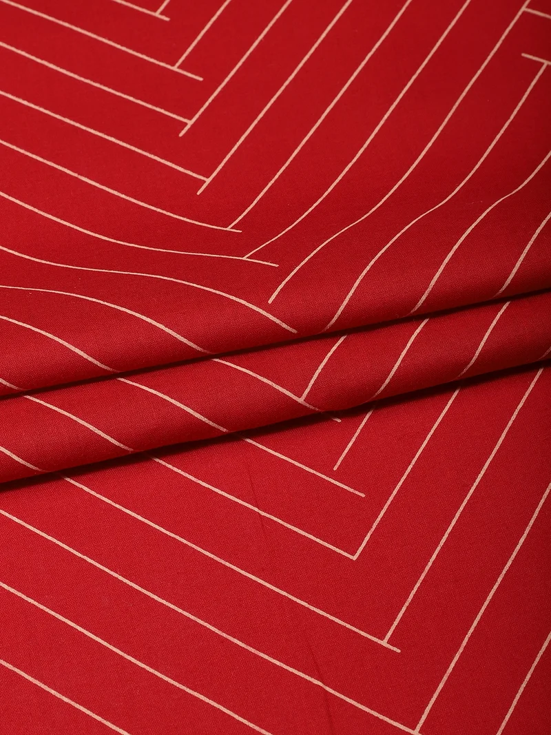 أيه كيه إس Red Geometric Print Fabric One Meter