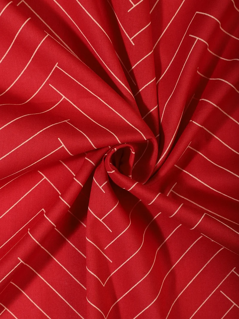 أيه كيه إس Red Geometric Print Fabric One Meter