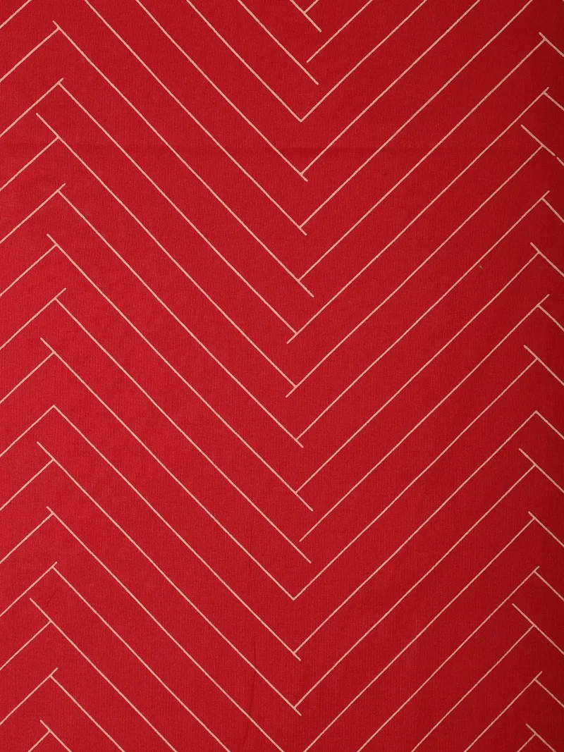 AKS  Red Geometric Print Fabric One Meter  | Best Price UAE