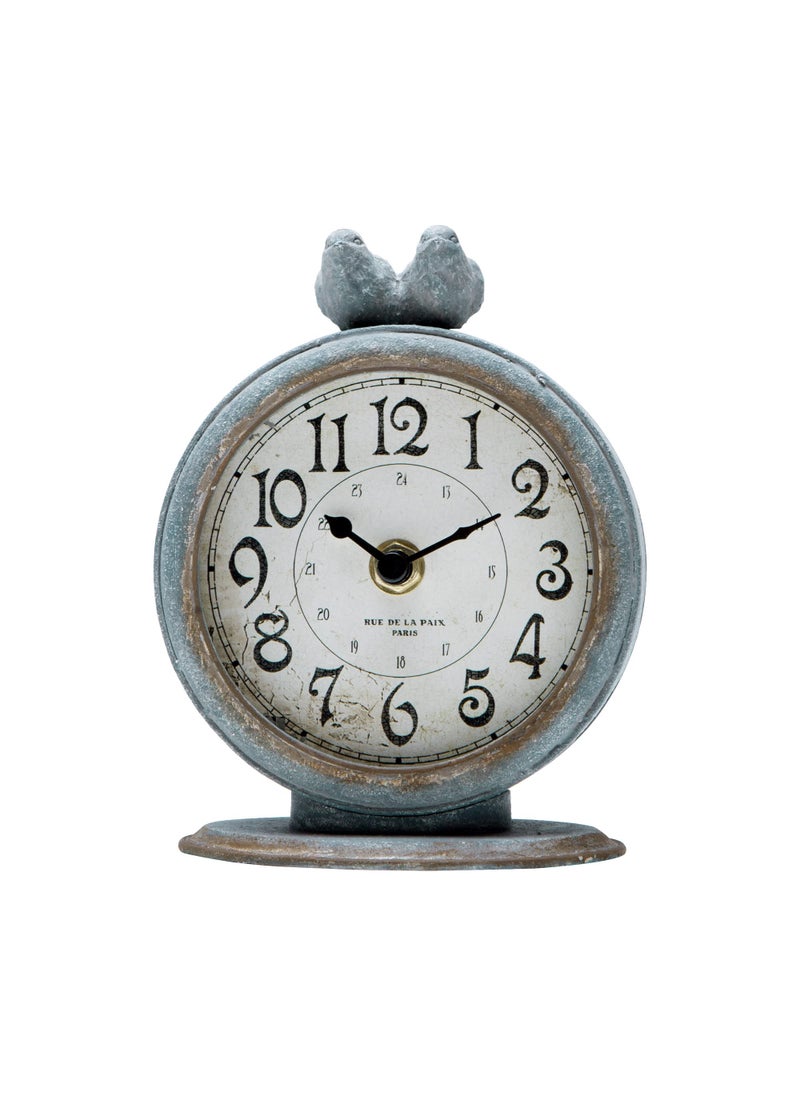 NIKKY HOME NIKKY HOME Decorative Table Top Bird Clock Shabby Chic Vintage Shelf Desk Clock for Living Room Dcor Fireplace Mantel 475 x 25 x 612 Slate Grey 
