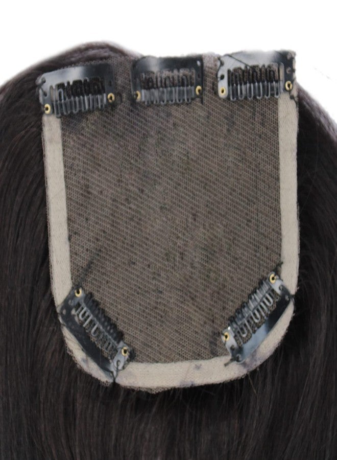 فولي رقعة شعر كاملة للنساء، تاج رأس، حل لمشكلة ترقق الشعر، شعر طبيعي أملس (14 بوصة، بني داكن) - Image 3