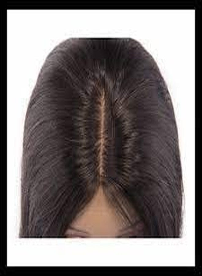 فولي رقعة شعر كاملة للنساء، تاج رأس، حل لمشكلة ترقق الشعر، شعر طبيعي أملس (14 بوصة، بني داكن) - Image 4