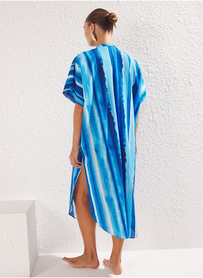 trendyol - Multicolored Abstract Regular Maxi Woven 100% Cotton Dress - Image 1