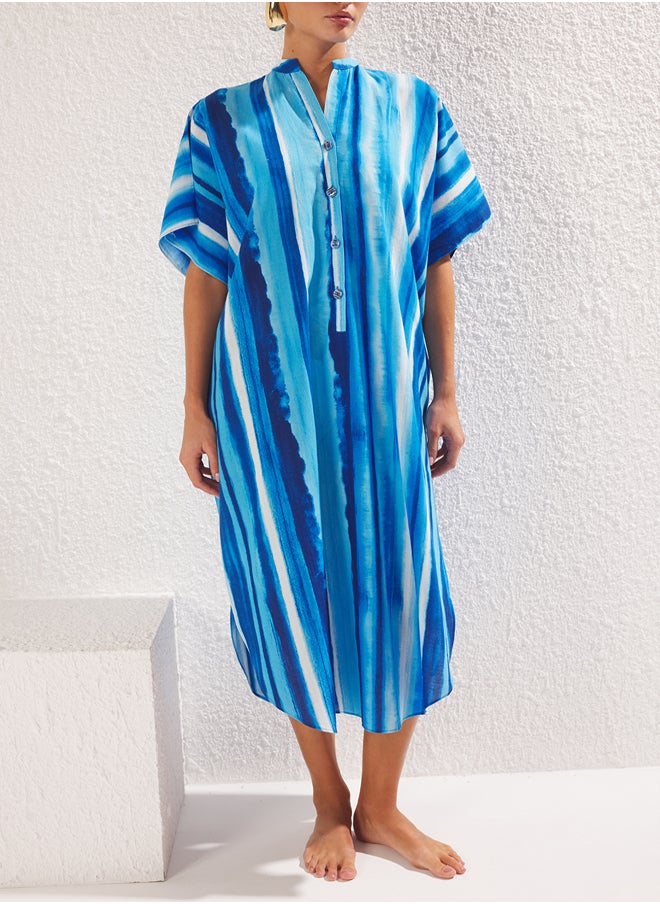 trendyol - Multicolored Abstract Regular Maxi Woven 100% Cotton Dress - Image 1