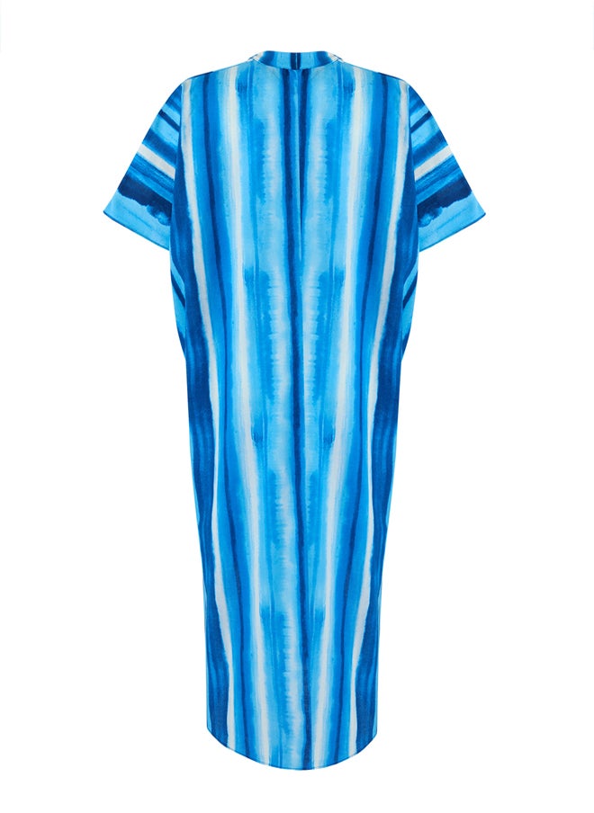 trendyol - Multicolored Abstract Regular Maxi Woven 100% Cotton Dress - Image 1