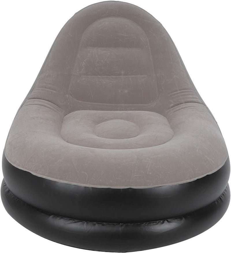 Modern Inflatable Folding Recliner Sofa Chair with Footstool, Inflatable Lounger for Living Room Balcony Garden, Ergonomic Leisure Sofa with Flocking Material for Adults - Image 4