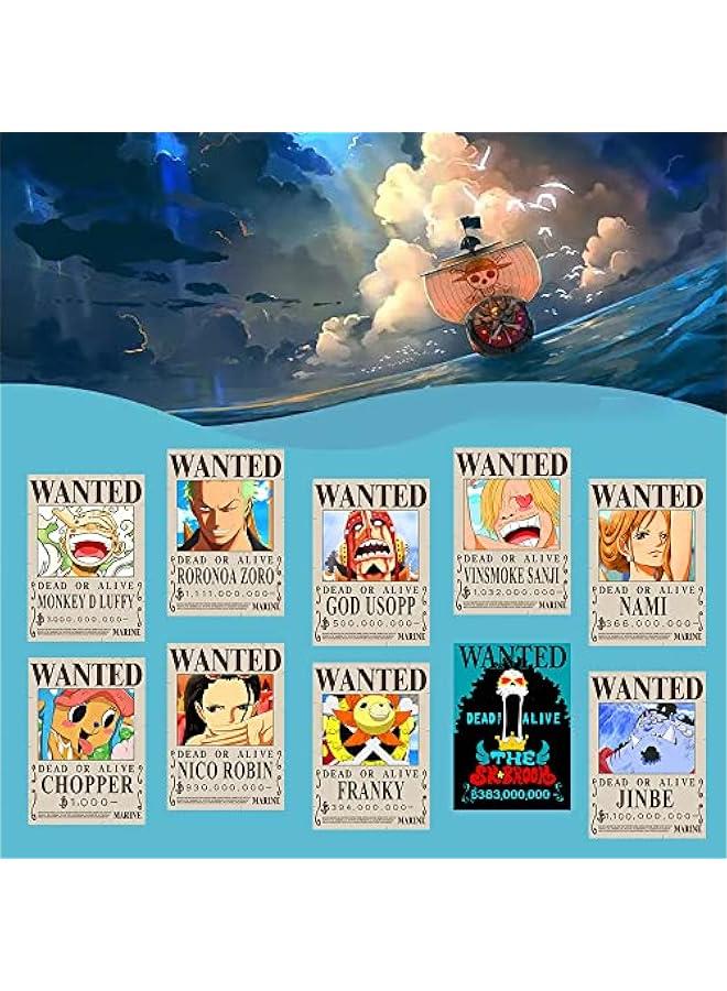 15in×11in Anime One Piece Wanted Bounty Posters , New Edition, 10 Straw Hat Pirates Crew Zoro, Sanji, Luffy, a Set of 11PCS - Image 4