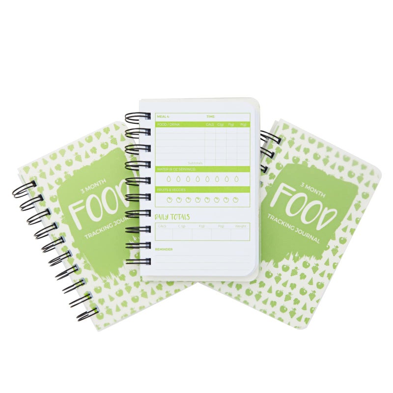 Paper Junkie Calorie Tracker Journal - Pocket Food Diary for Meal Logging - Calorie & Protein Tracker for Weight Loss - Spiral-Bound 3-Month Food Journal - 5.7 x 3.6 in, Soft Cover, Pack of 3 - Image 1