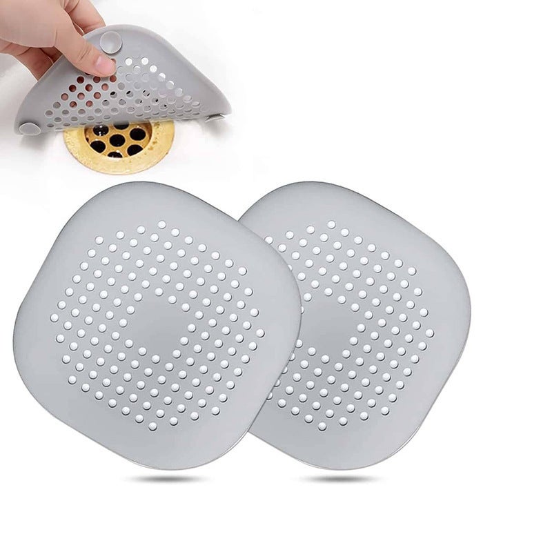 Sewer floor drain plug with suction cup floor drain pad kitchen bathroom anti-blocking hair filter Ash - Image 1
