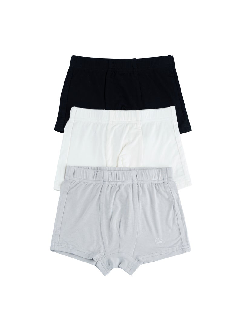 Anvi Baby Organic Bamboo Boxer Brief Underwear Set Of 3- Grey/White/Black  - Image 1