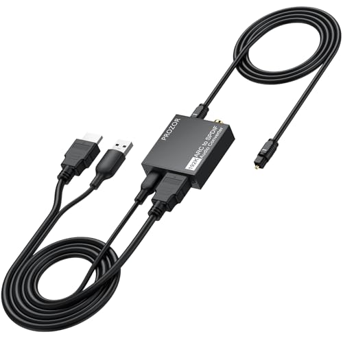 PROZOR 192KHz HDMI ARC to Optical Audio Adapter, 7ft/2.1m ARC Audio Extractor, HDMI(ARC) to Optical Toslink/Coaxial Converter, for TV to Speaker Amplifier Soundbar (Not Reversible) - Image 1