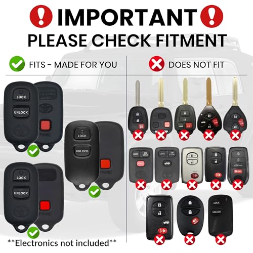 Dubbs Hardware Toyota Key Fob Case Replacement for 4Runner 1992-2009, Tundra 2004-2006, Highlander 2004-2007, Rav4 2004-2005, FJ Cruiser 2007-2008 - (Black, 2 Button) - Image 2