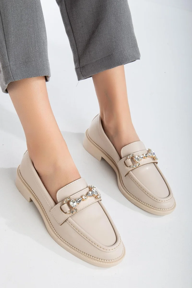 Dilimler Ayakkabı Slices Shoes Beige Women's Daily Shoes Casual with Stone Buckle Accessories