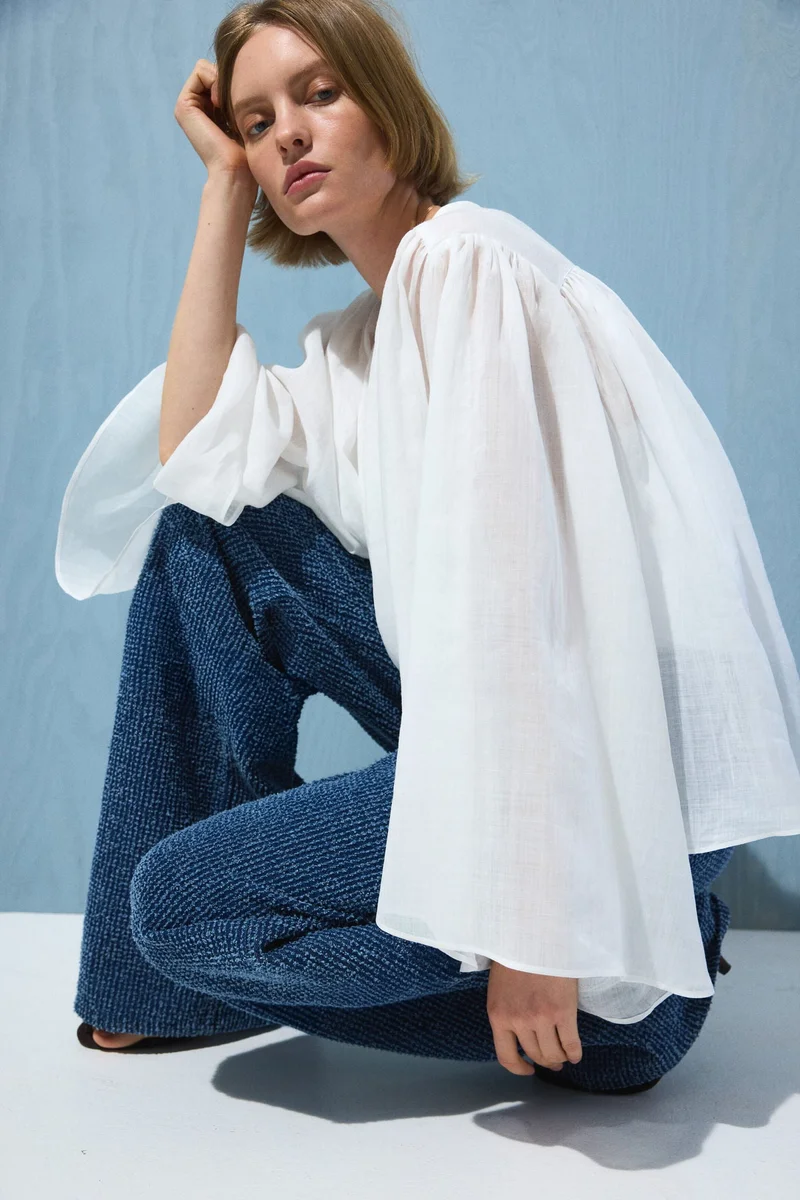 H&M Bouclé Bootcut High Waist Jeans