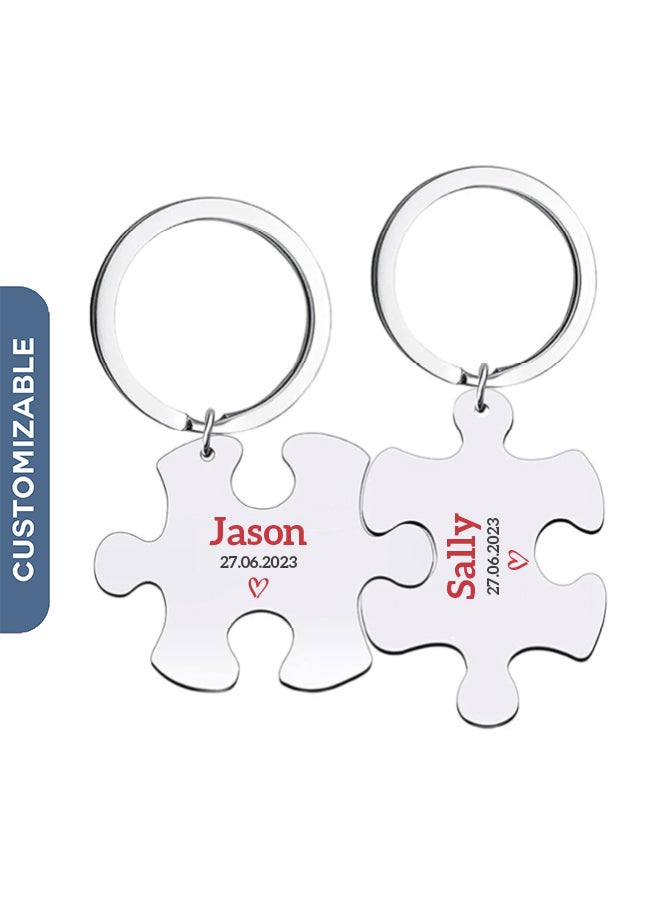 Share the Love Personalized Puzzle Keychains – Custom Engraved Pieces for Couples, Friends, or Family, Perfect Gift for Special Occasions