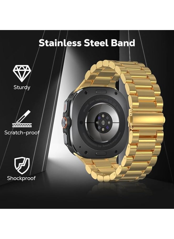 Generic - Metal Band Compatible with Samsung Galaxy Watch Ultra Bands 47mm (2024) for Men Women, Stainless Steel Replacement Watch Strap for Samsung Galaxy Watch 7 Ultra Band (Gold) - Image 1
