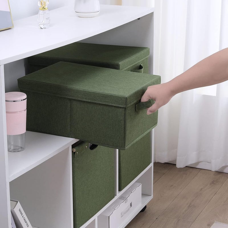 HOONEX Storage Bins with Lids for Organizing, Pack of 2, Storage Boxes with 2 Carrying Handles and Sturdy Heavy Cardboard, 16.5" L x 11.8" W x 7.5" H for Shoes, Books, Clothes, Olive - Image 4