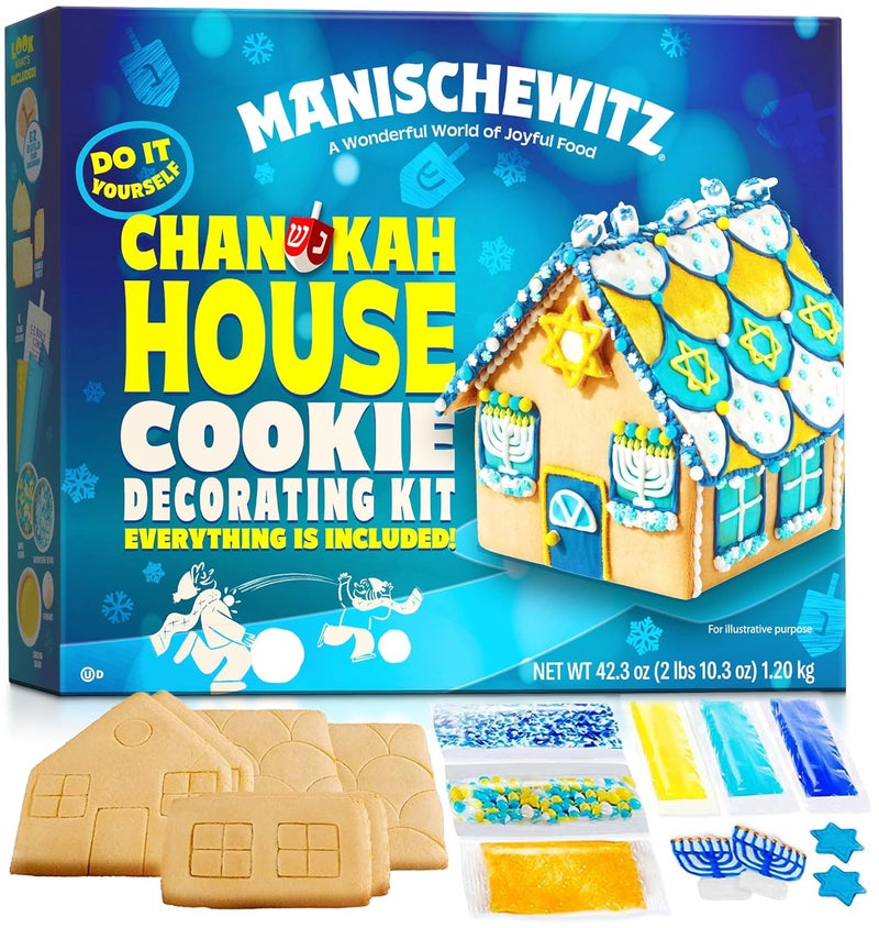 MANISCHEWITZ Do-It-Yourself Chanukah House Cookie Decorating Kit By , Easy Build Tray Included, Nut Free, Fun Hanukkah Activity for the Whole Family! - Image 1