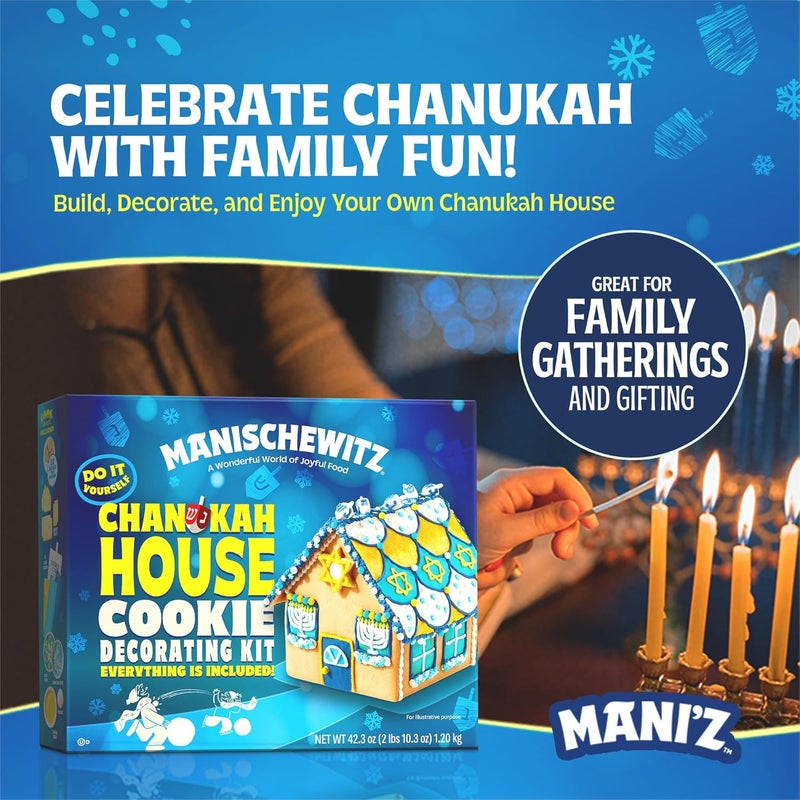 MANISCHEWITZ Do-It-Yourself Chanukah House Cookie Decorating Kit By , Easy Build Tray Included, Nut Free, Fun Hanukkah Activity for the Whole Family! - Image 2